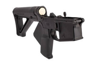 Aero Precision AR15 Featureless Complete Lower Receiver features a fin grip and fixed stock